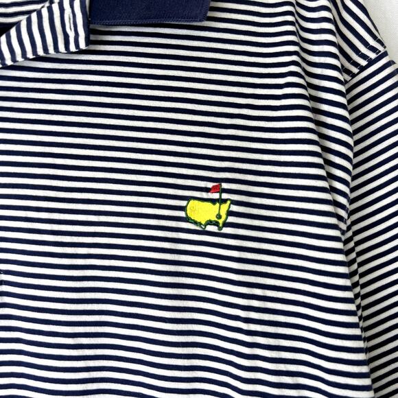 The Masters Amen Corner Navy Blue Striped Polo Shirt Size XL - Picture 3 of 9